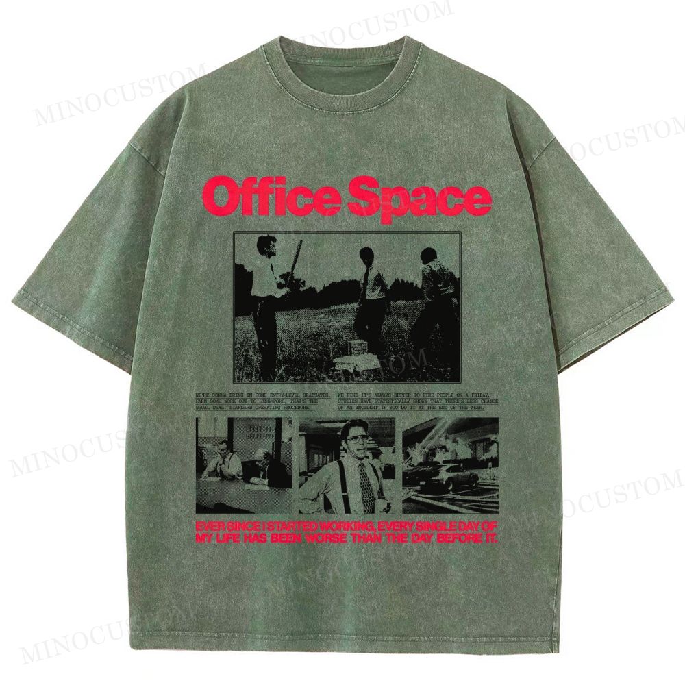 Office Space Comedy Retro Collage Graphic  Washed T-Shirt