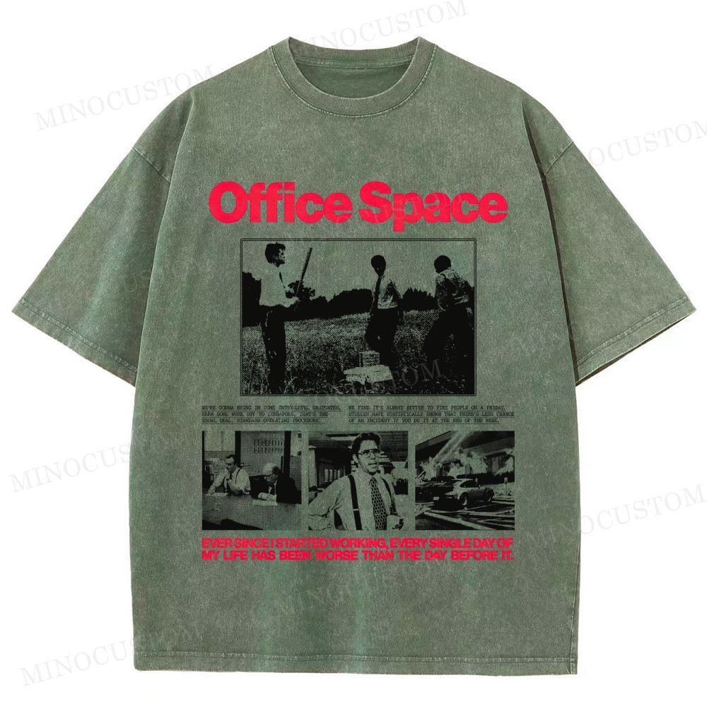Office Space Comedy Retro Collage Graphic  Washed T-Shirt