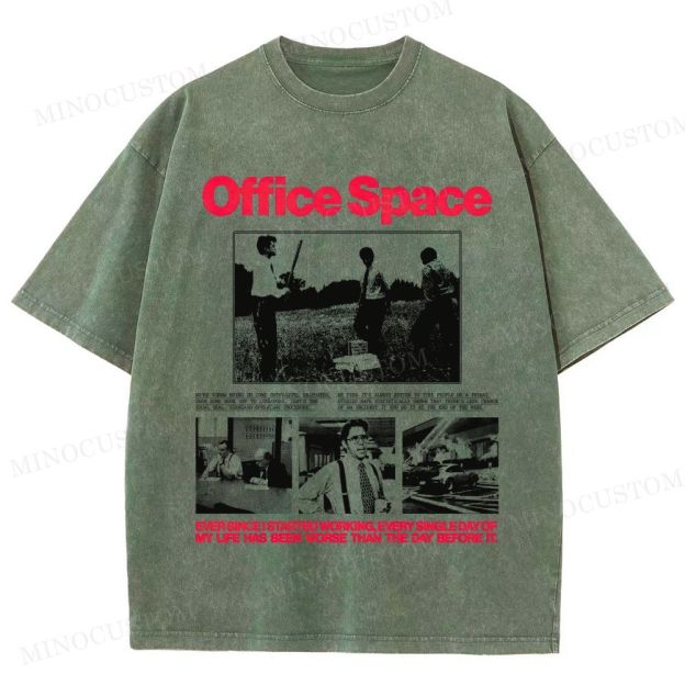 Office Space Comedy Retro Collage Graphic  Washed T-Shirt