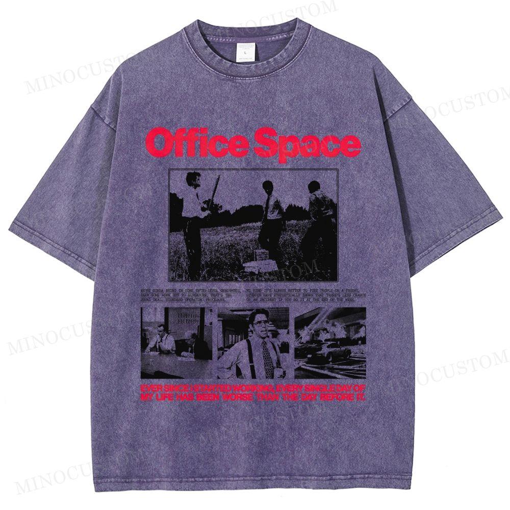Office Space Comedy Retro Collage Graphic  Washed T-Shirt