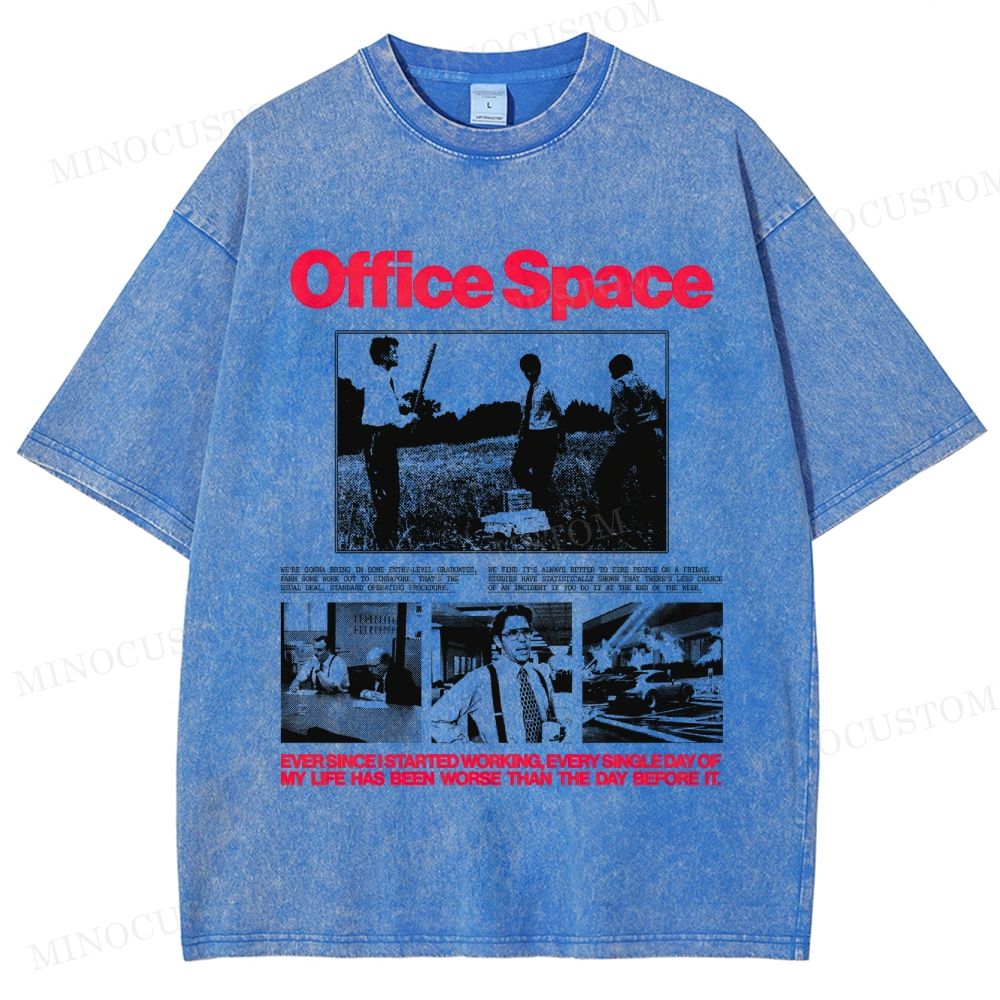 Office Space Comedy Retro Collage Graphic  Washed T-Shirt