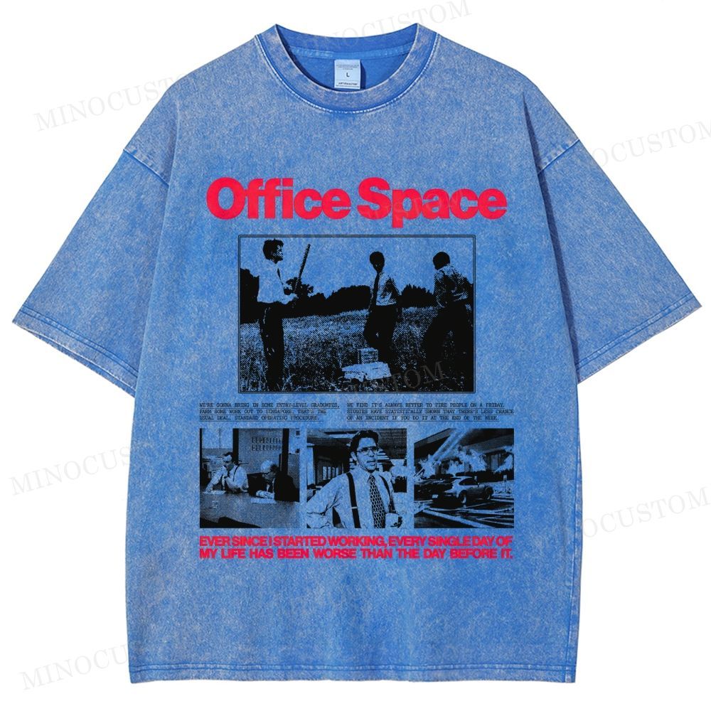 Office Space Comedy Retro Collage Graphic  Washed T-Shirt