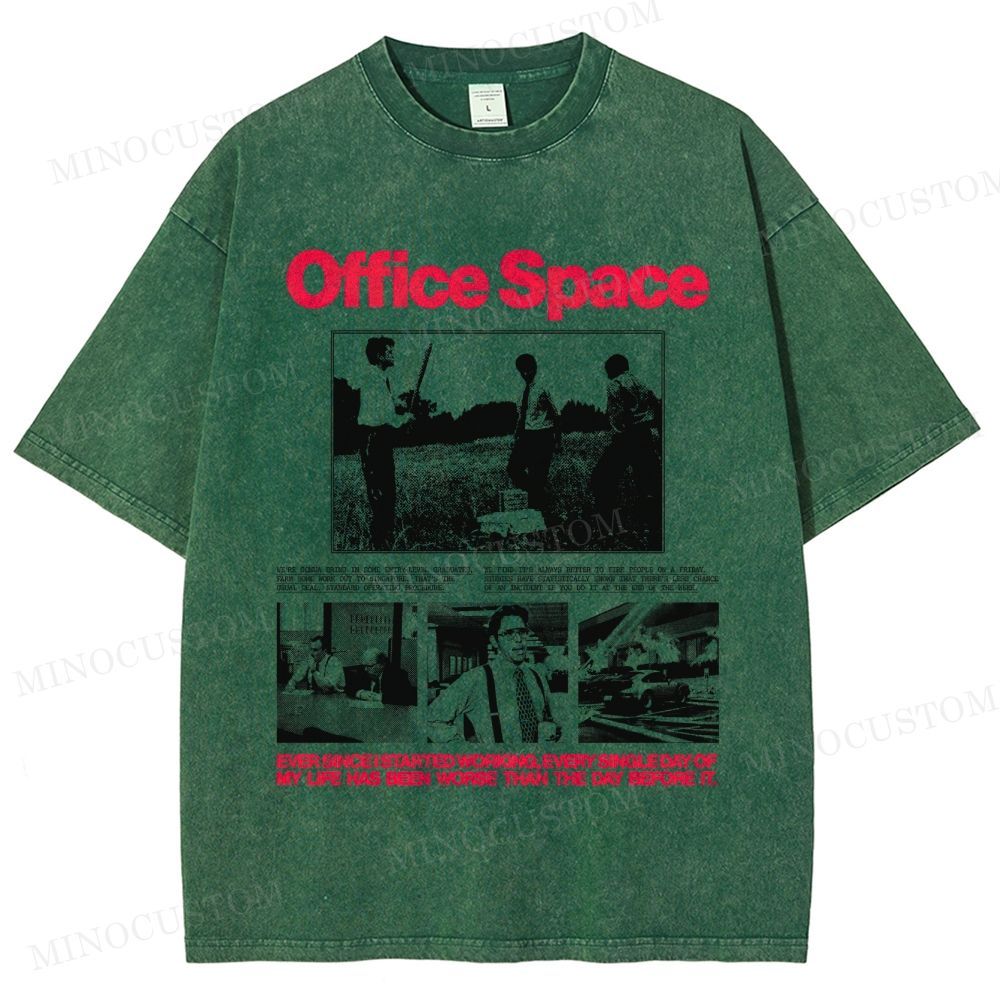 Office Space Comedy Retro Collage Graphic  Washed T-Shirt