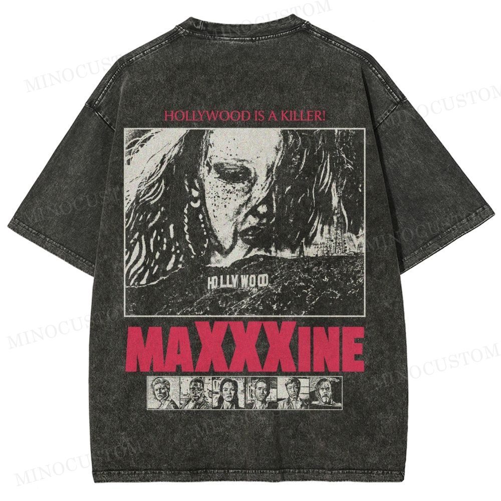 MaXXXine Horror Thriller Retro Poster Graphic Washed T-Shirt