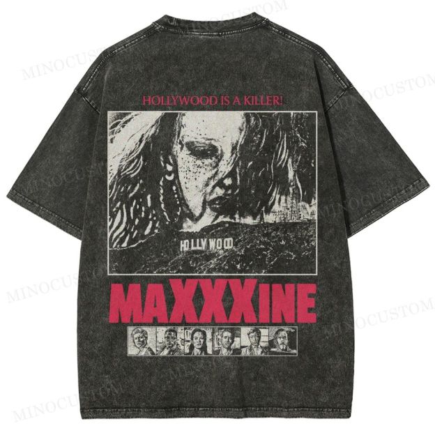 MaXXXine Horror Thriller Retro Poster Graphic Washed T-Shirt 