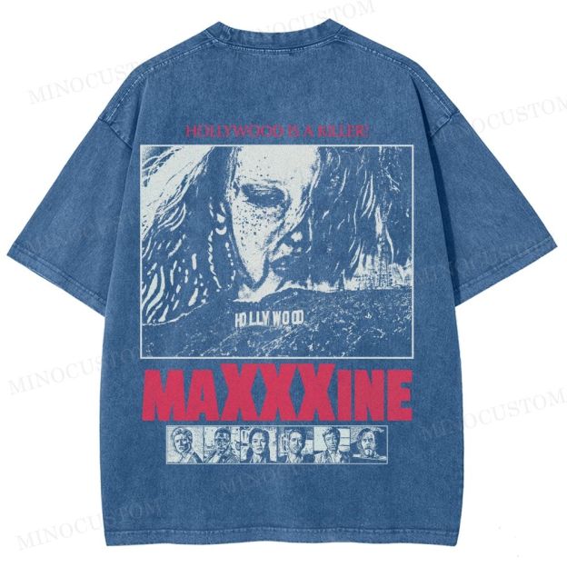 MaXXXine Horror Thriller Retro Poster Graphic Washed T-Shirt 