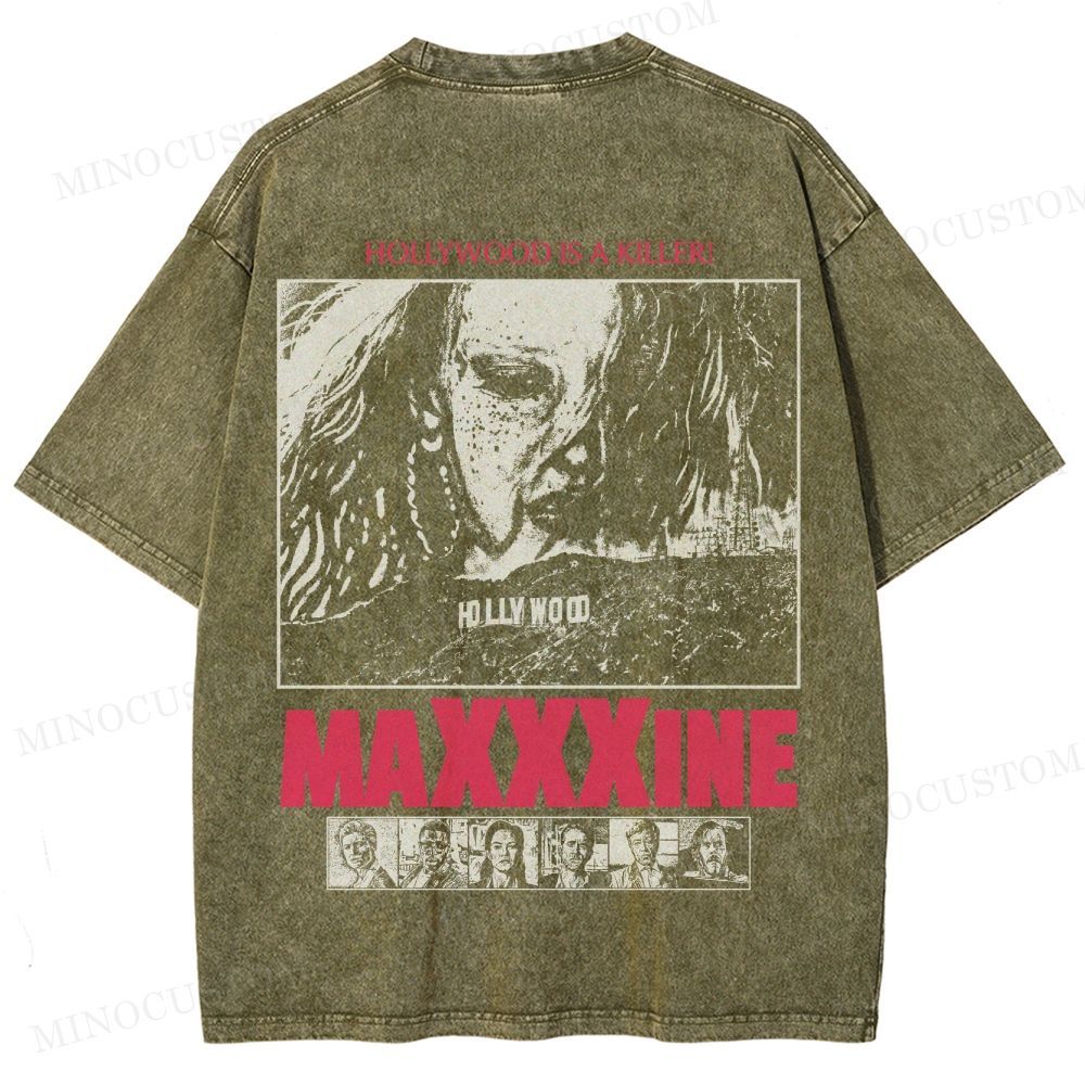 MaXXXine Horror Thriller Retro Poster Graphic Washed T-Shirt 