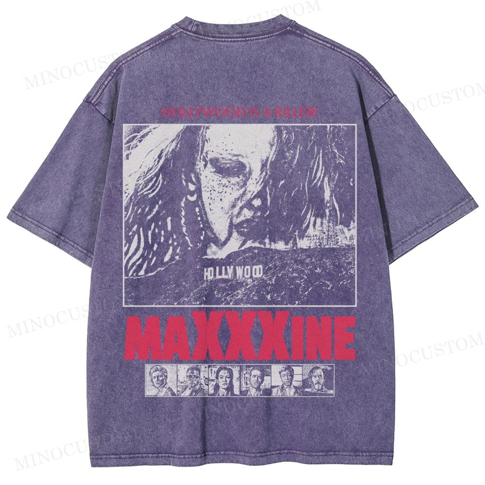 MaXXXine Horror Thriller Retro Poster Graphic Washed T-Shirt 