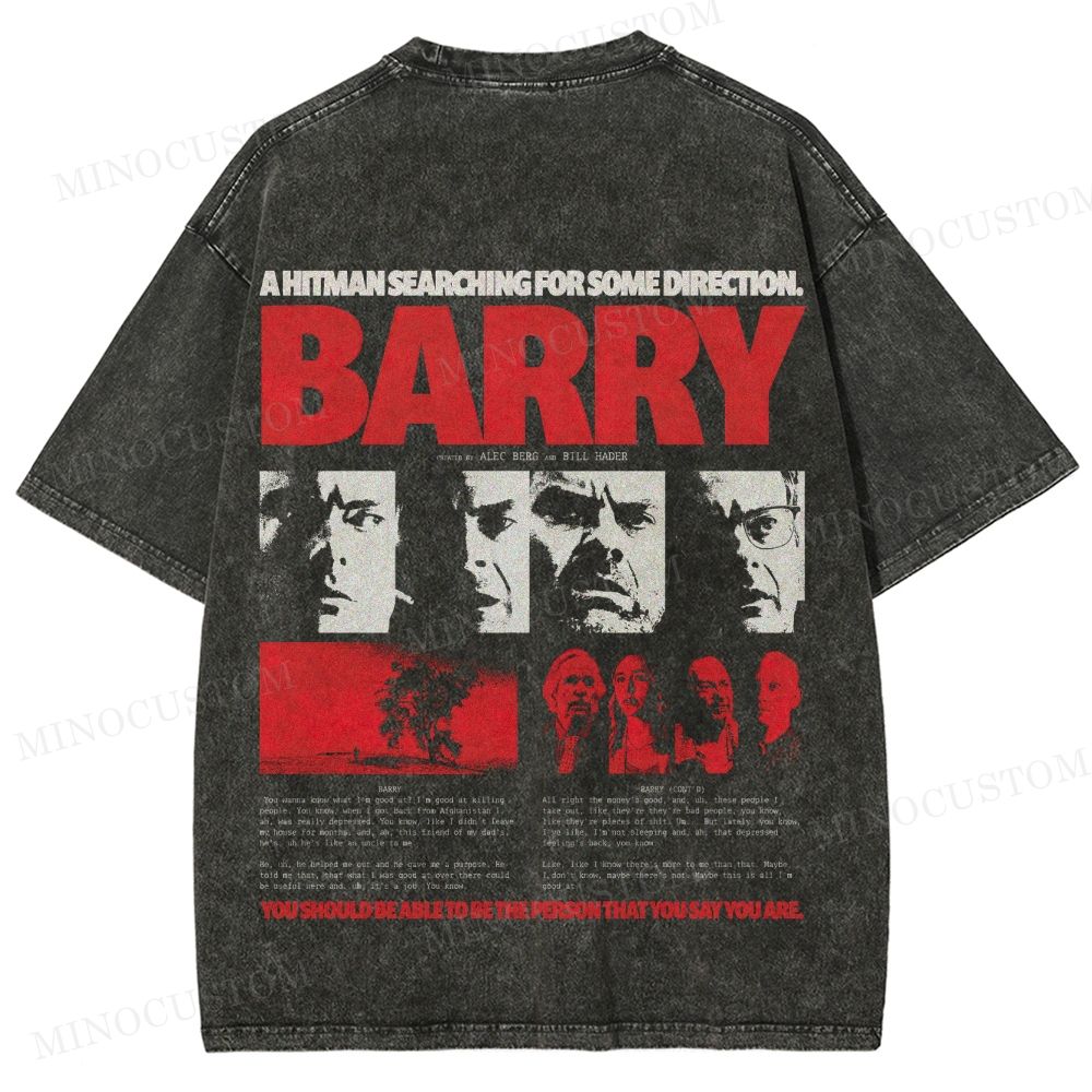 Barry Crime Comedy Retro Collage Graphic Washed T-Shirt