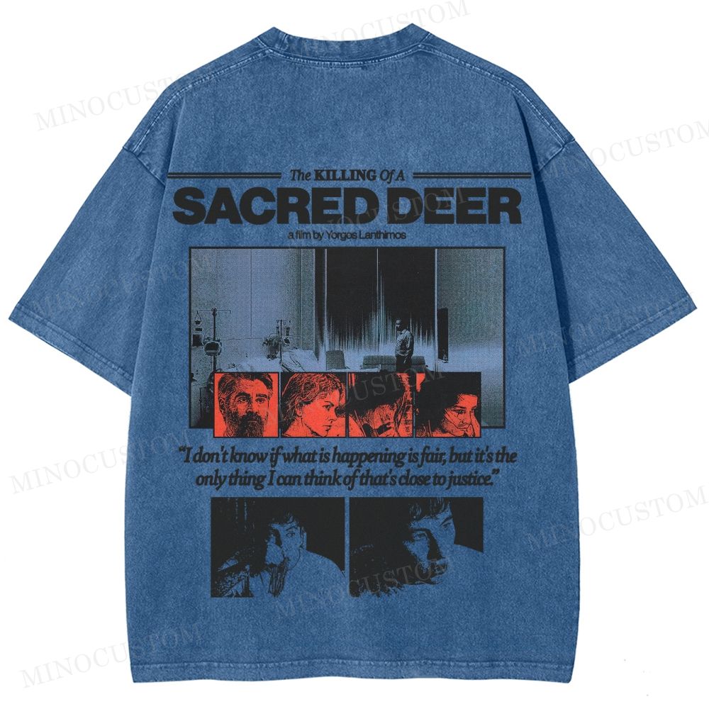 The Killing of a Sacred Deer Psychological Horror Retro Collage Graphic Washed T-Shirt