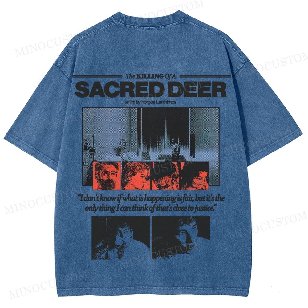 The Killing of a Sacred Deer Psychological Horror Retro Collage Graphic Washed T-Shirt