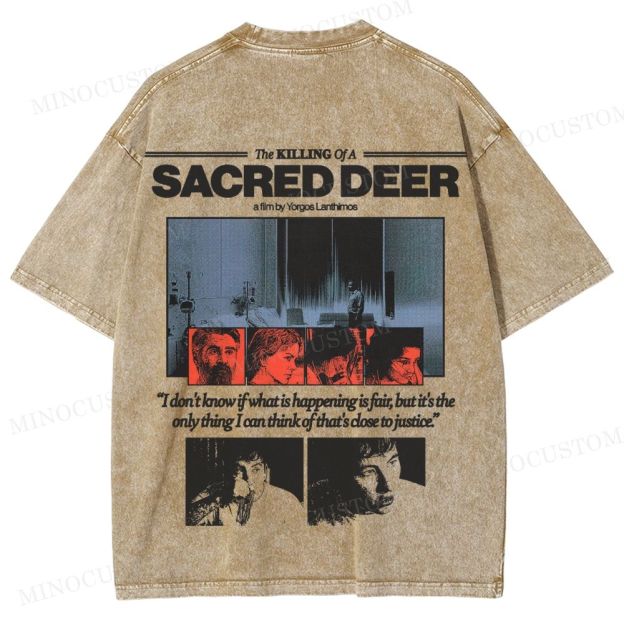 The Killing of a Sacred Deer Psychological Horror Retro Collage Graphic Washed T-Shirt