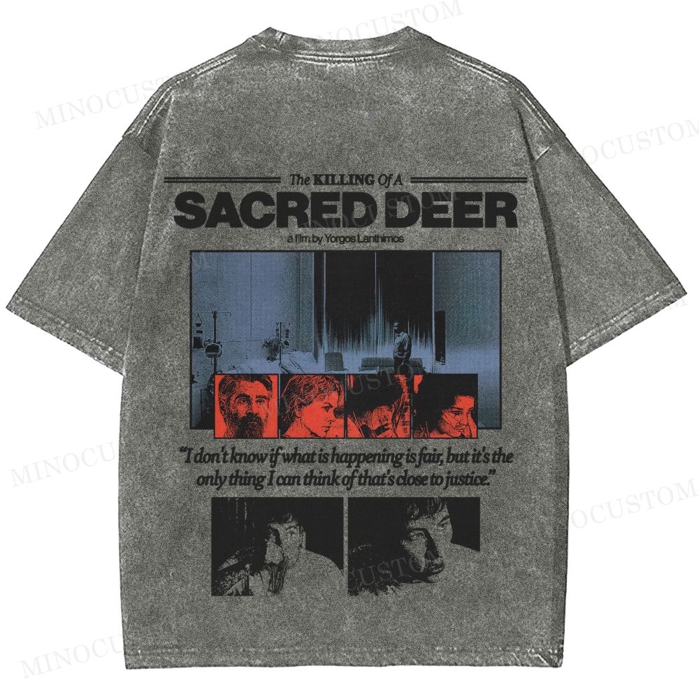 The Killing of a Sacred Deer Psychological Horror Retro Collage Graphic Washed T-Shirt