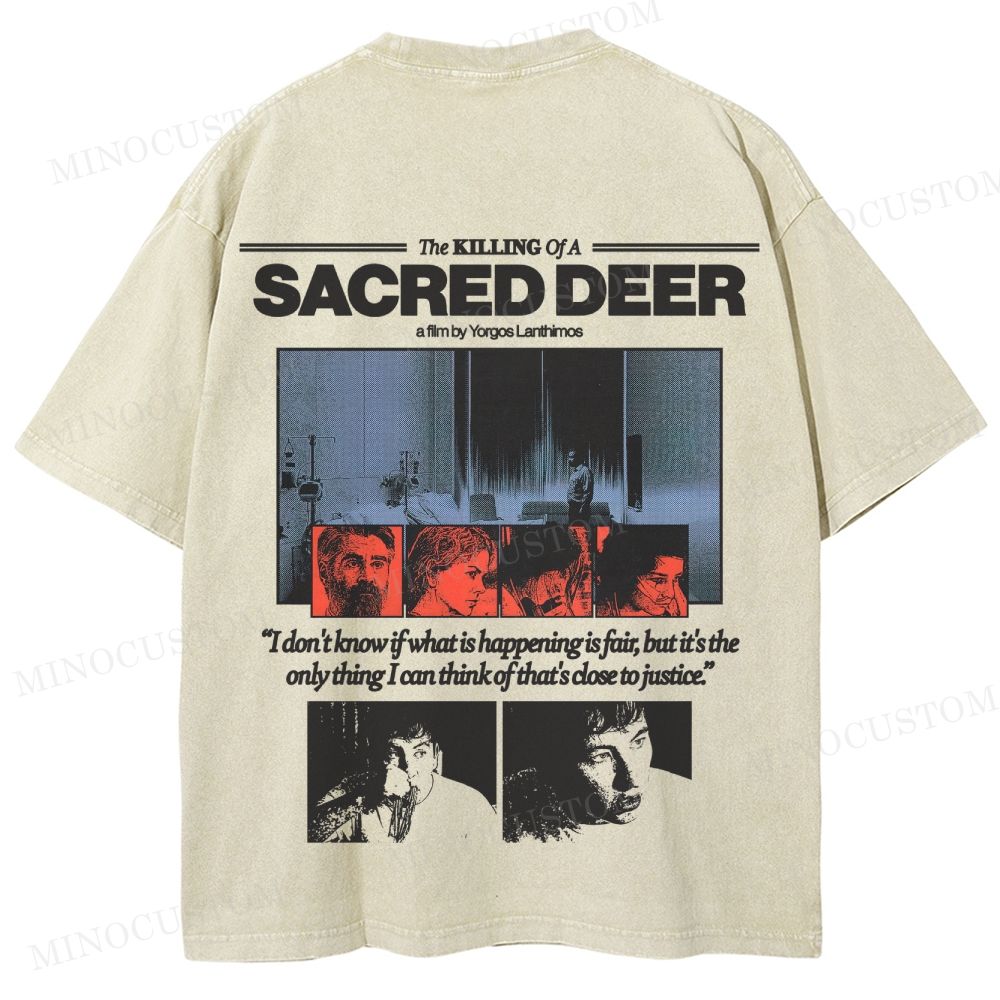 The Killing of a Sacred Deer Psychological Horror Retro Collage Graphic Washed T-Shirt
