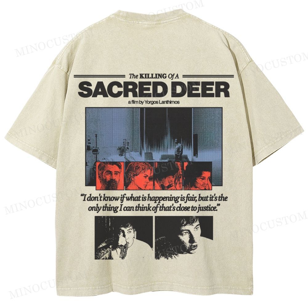 The Killing of a Sacred Deer Psychological Horror Retro Collage Graphic Washed T-Shirt