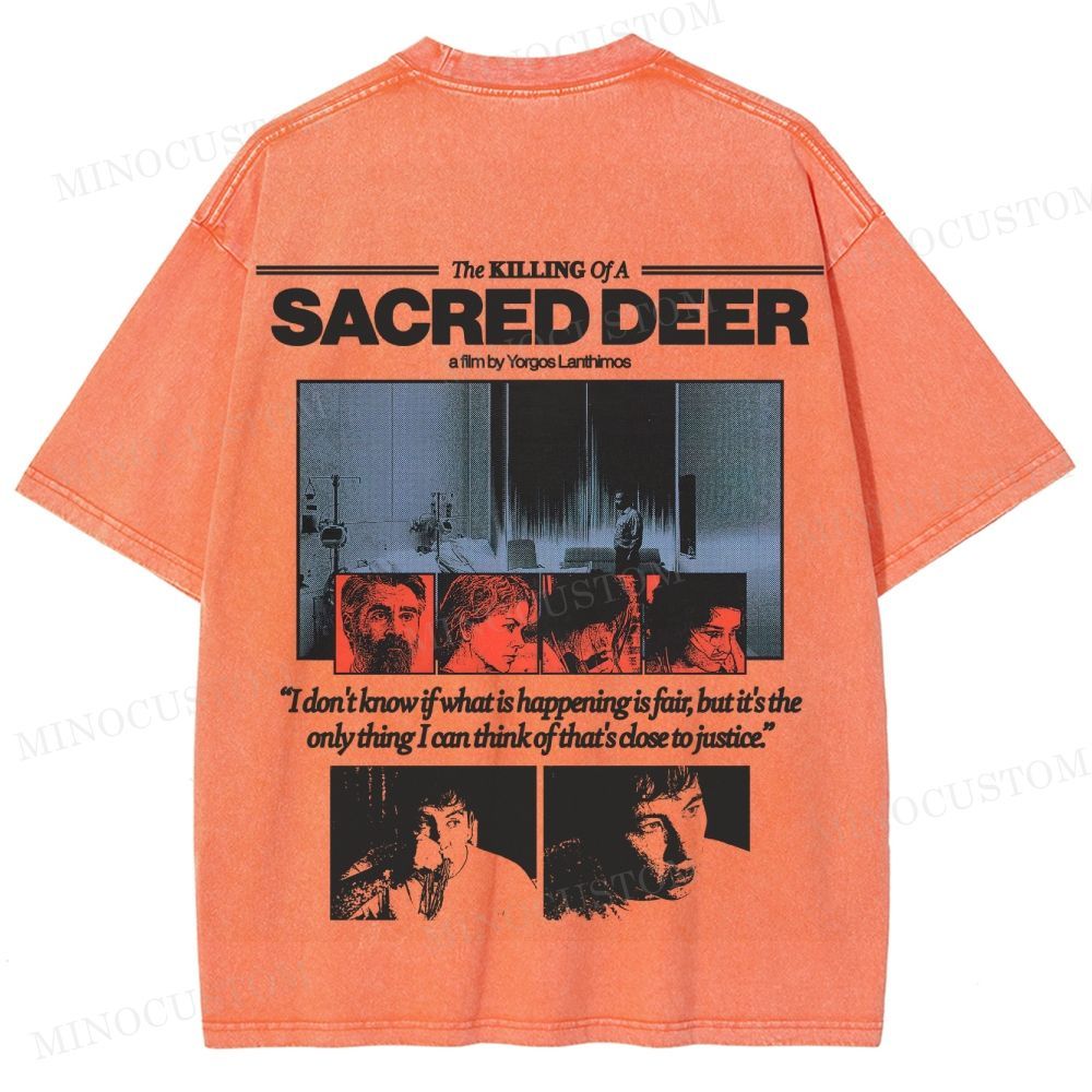 The Killing of a Sacred Deer Psychological Horror Retro Collage Graphic Washed T-Shirt