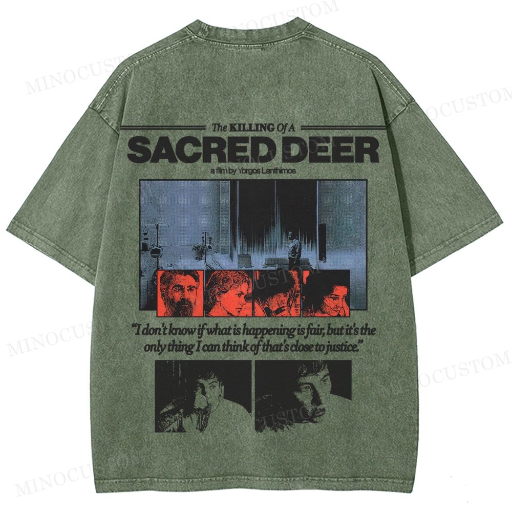 The Killing of a Sacred Deer Psychological Horror Retro Collage Graphic Washed T-Shirt