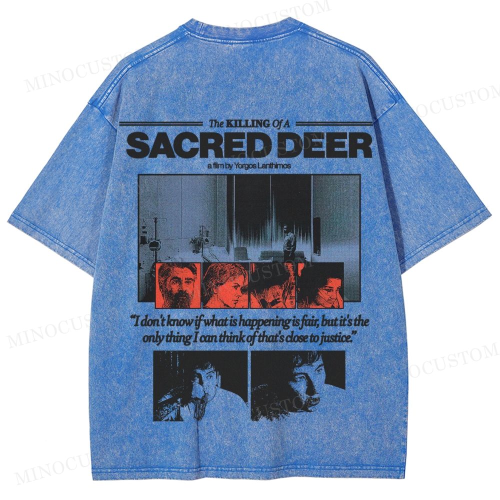 The Killing of a Sacred Deer Psychological Horror Retro Collage Graphic Washed T-Shirt