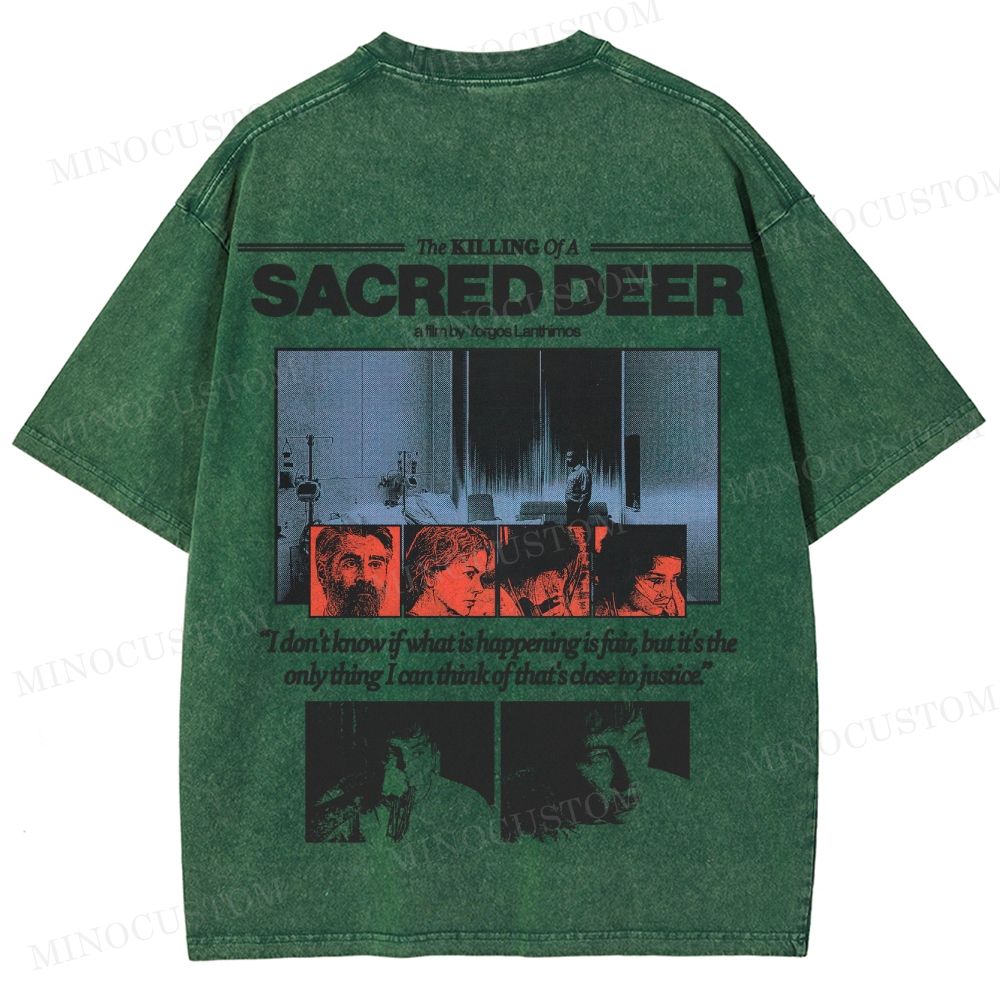 The Killing of a Sacred Deer Psychological Horror Retro Collage Graphic Washed T-Shirt