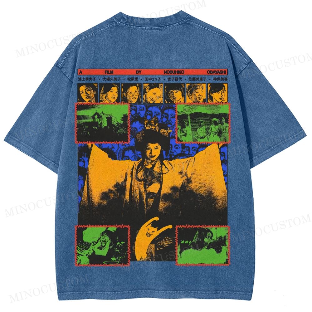 House (Hausu) Surreal Comedy Horror Retro Collage Graphic Washed T-Shirt