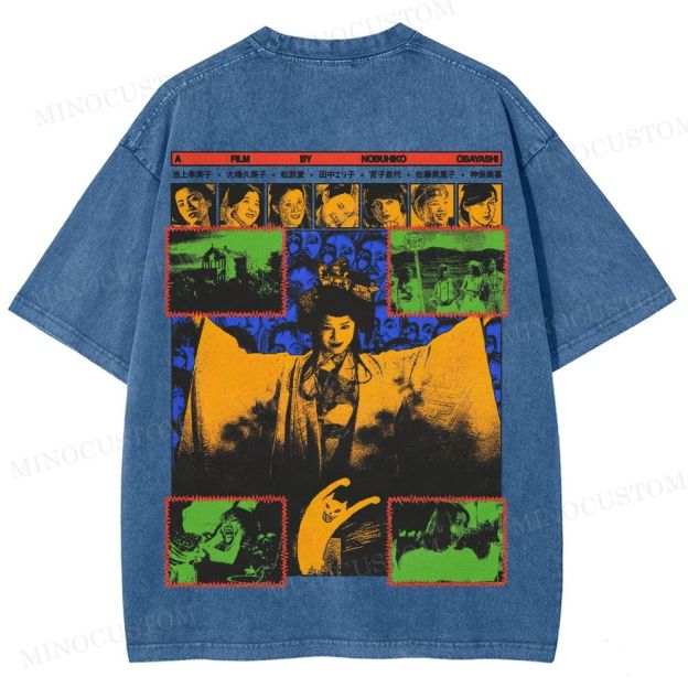 House (Hausu) Surreal Comedy Horror Retro Collage Graphic Washed T-Shirt