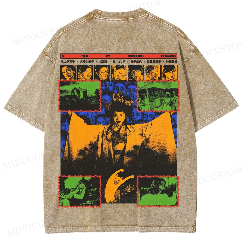 House (Hausu) Surreal Comedy Horror Retro Collage Graphic Washed T-Shirt