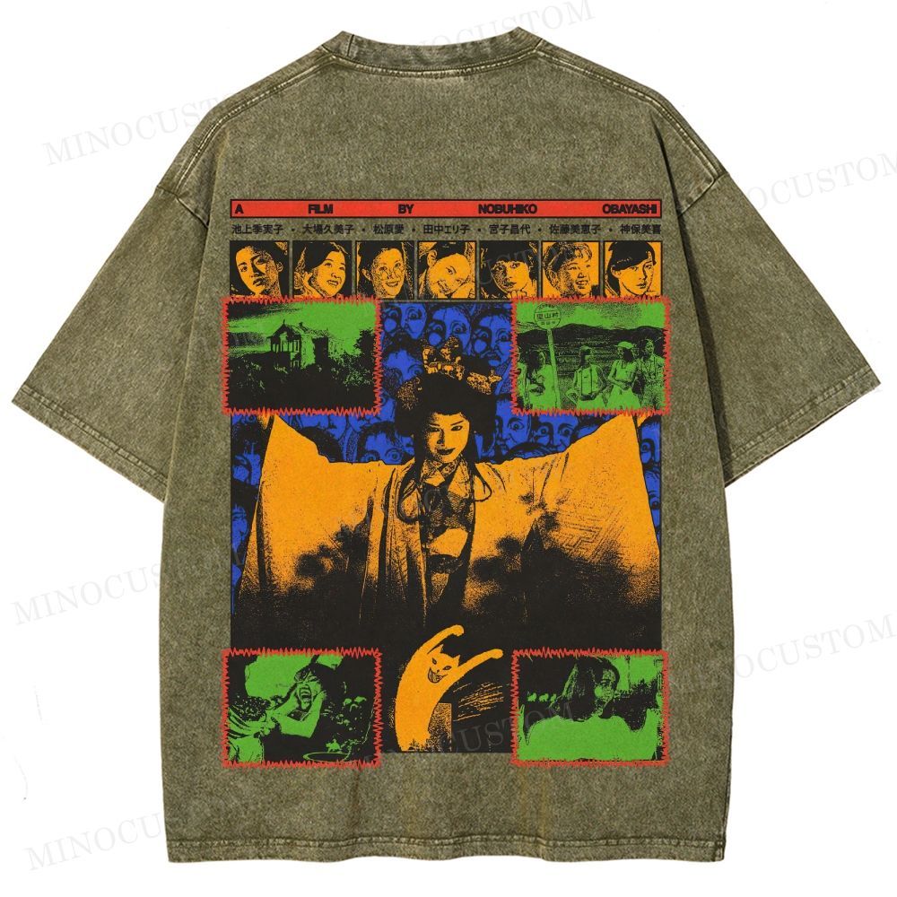 House (Hausu) Surreal Comedy Horror Retro Collage Graphic Washed T-Shirt