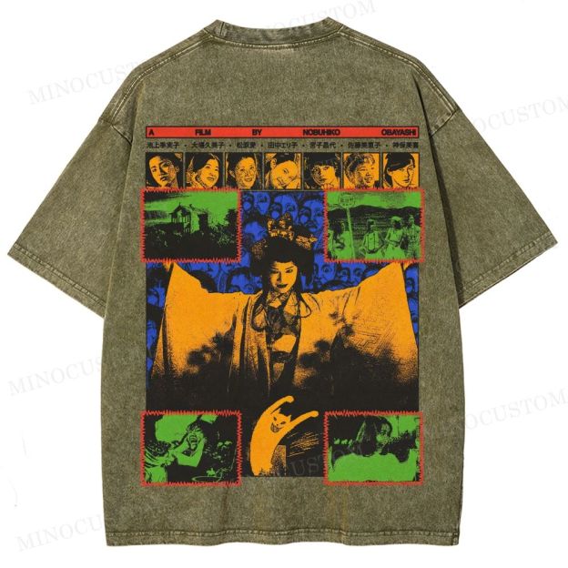 House (Hausu) Surreal Comedy Horror Retro Collage Graphic Washed T-Shirt