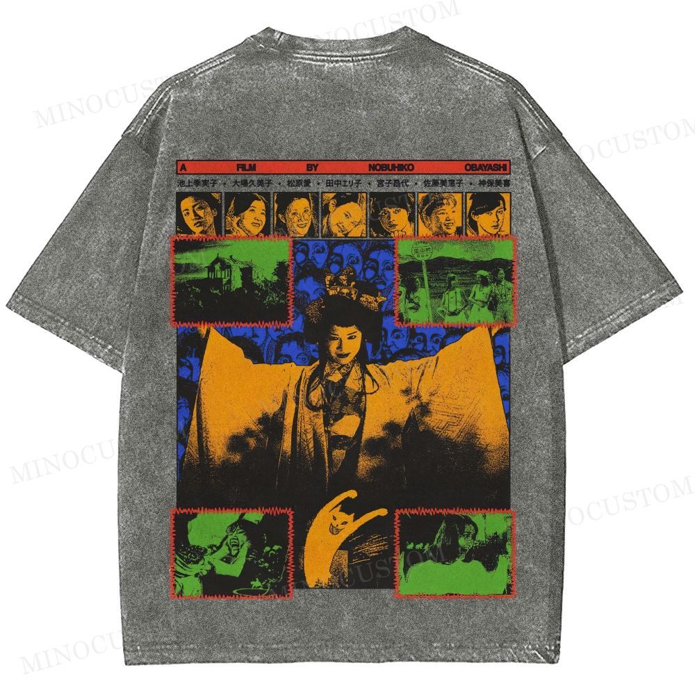 House (Hausu) Surreal Comedy Horror Retro Collage Graphic Washed T-Shirt
