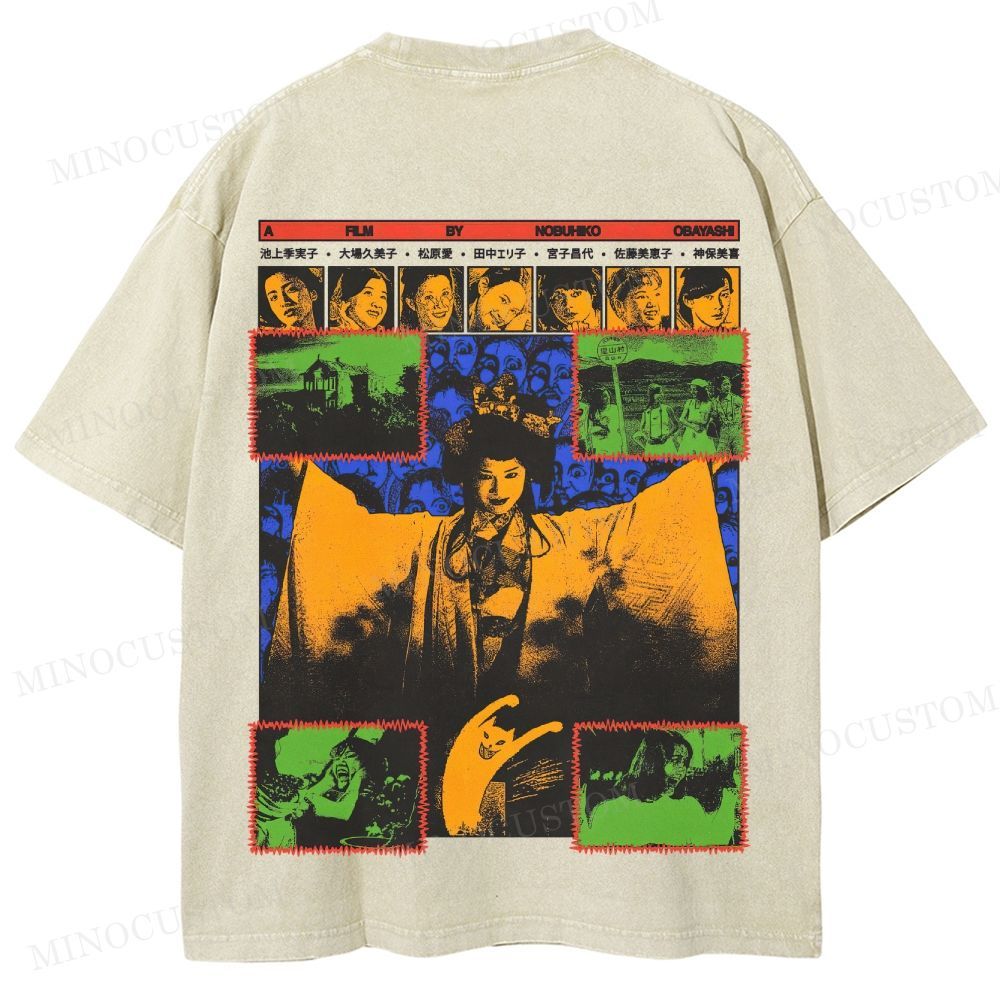 House (Hausu) Surreal Comedy Horror Retro Collage Graphic Washed T-Shirt