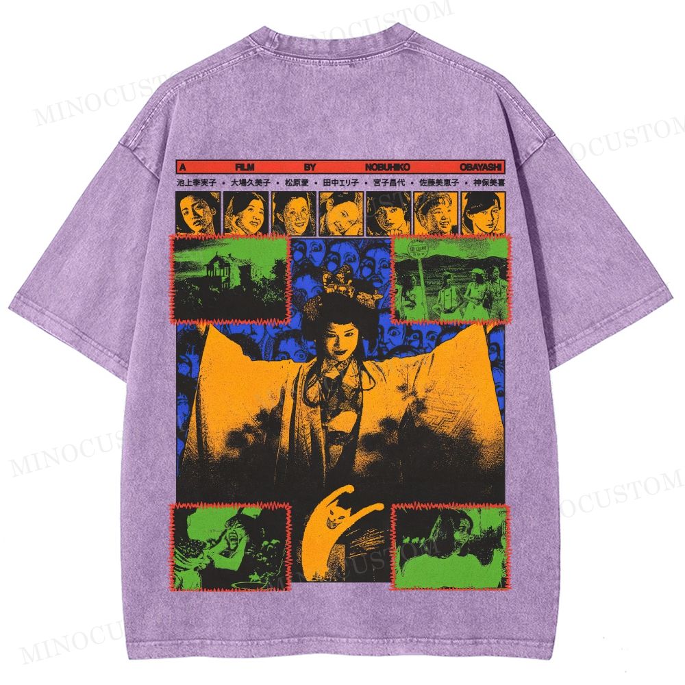 House (Hausu) Surreal Comedy Horror Retro Collage Graphic Washed T-Shirt