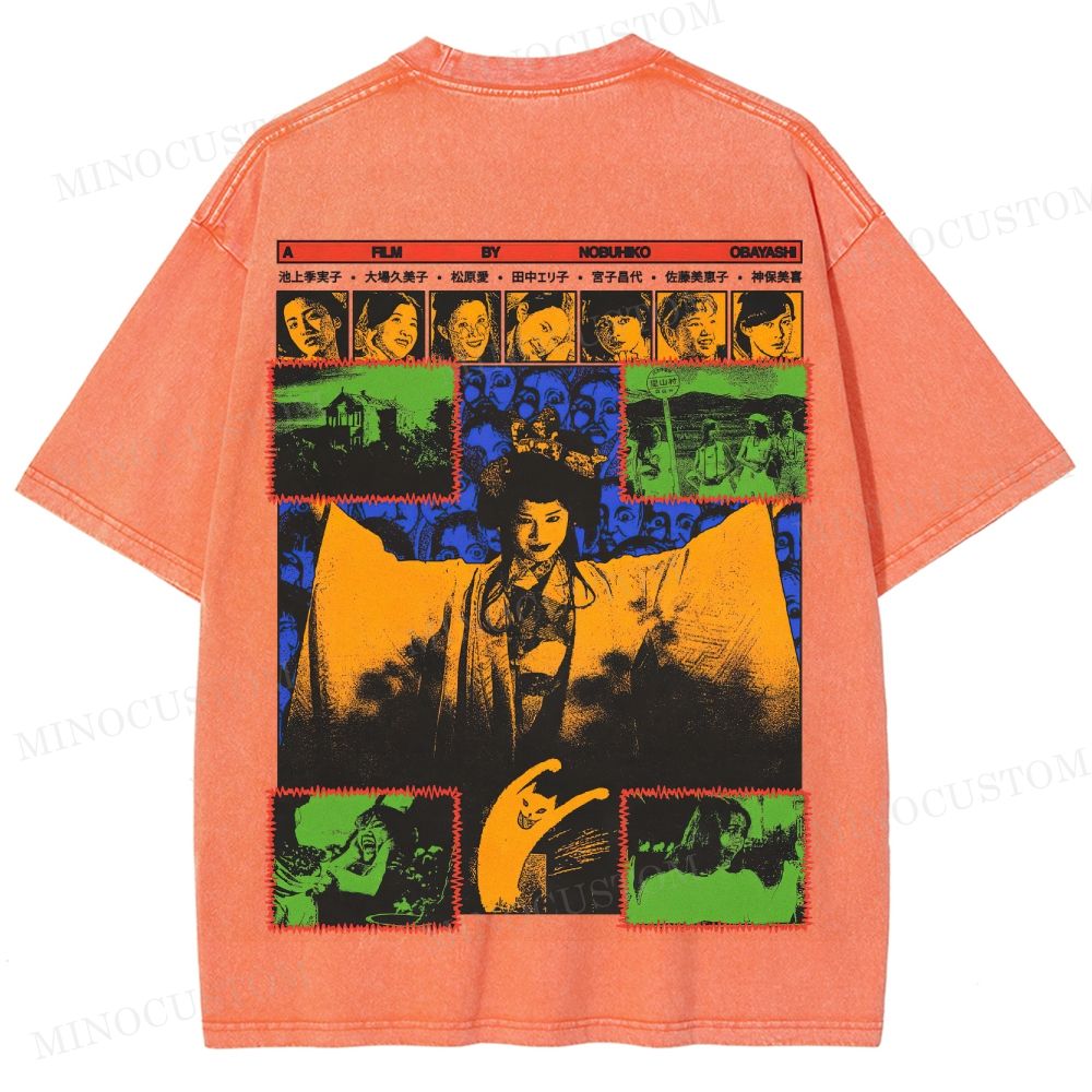 House (Hausu) Surreal Comedy Horror Retro Collage Graphic Washed T-Shirt
