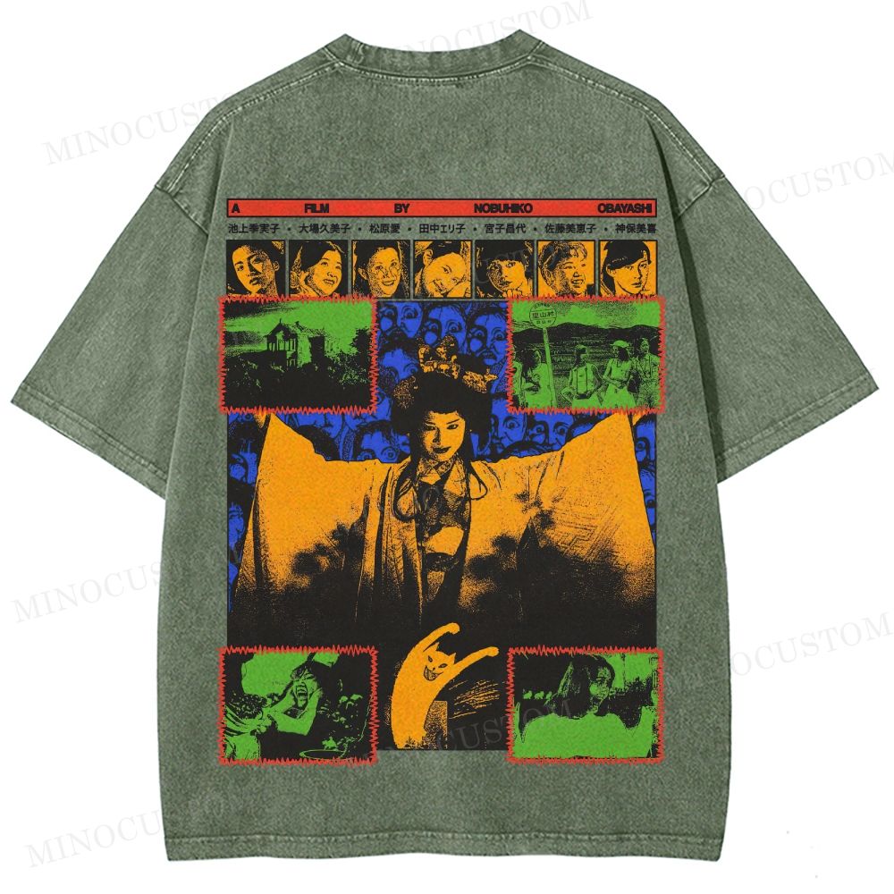 House (Hausu) Surreal Comedy Horror Retro Collage Graphic Washed T-Shirt