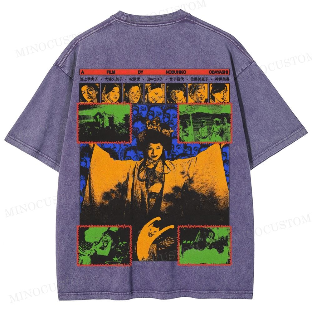 House (Hausu) Surreal Comedy Horror Retro Collage Graphic Washed T-Shirt