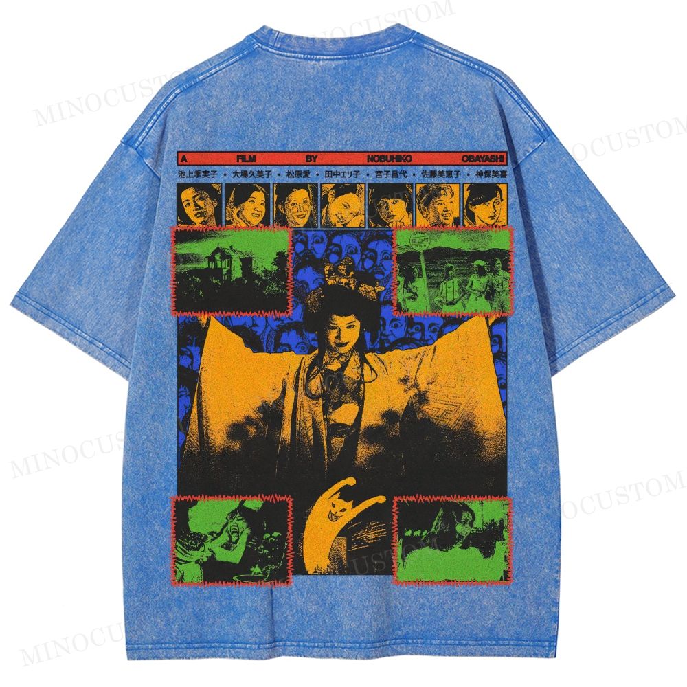 House (Hausu) Surreal Comedy Horror Retro Collage Graphic Washed T-Shirt