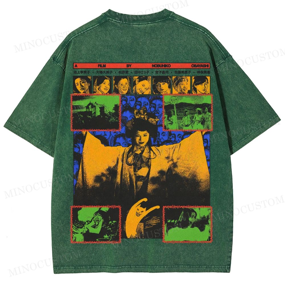 House (Hausu) Surreal Comedy Horror Retro Collage Graphic Washed T-Shirt