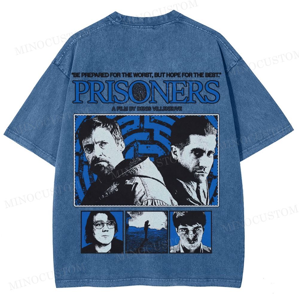 Prisoners Crime Thriller Retro Collage Graphic Washed T-Shirt 
