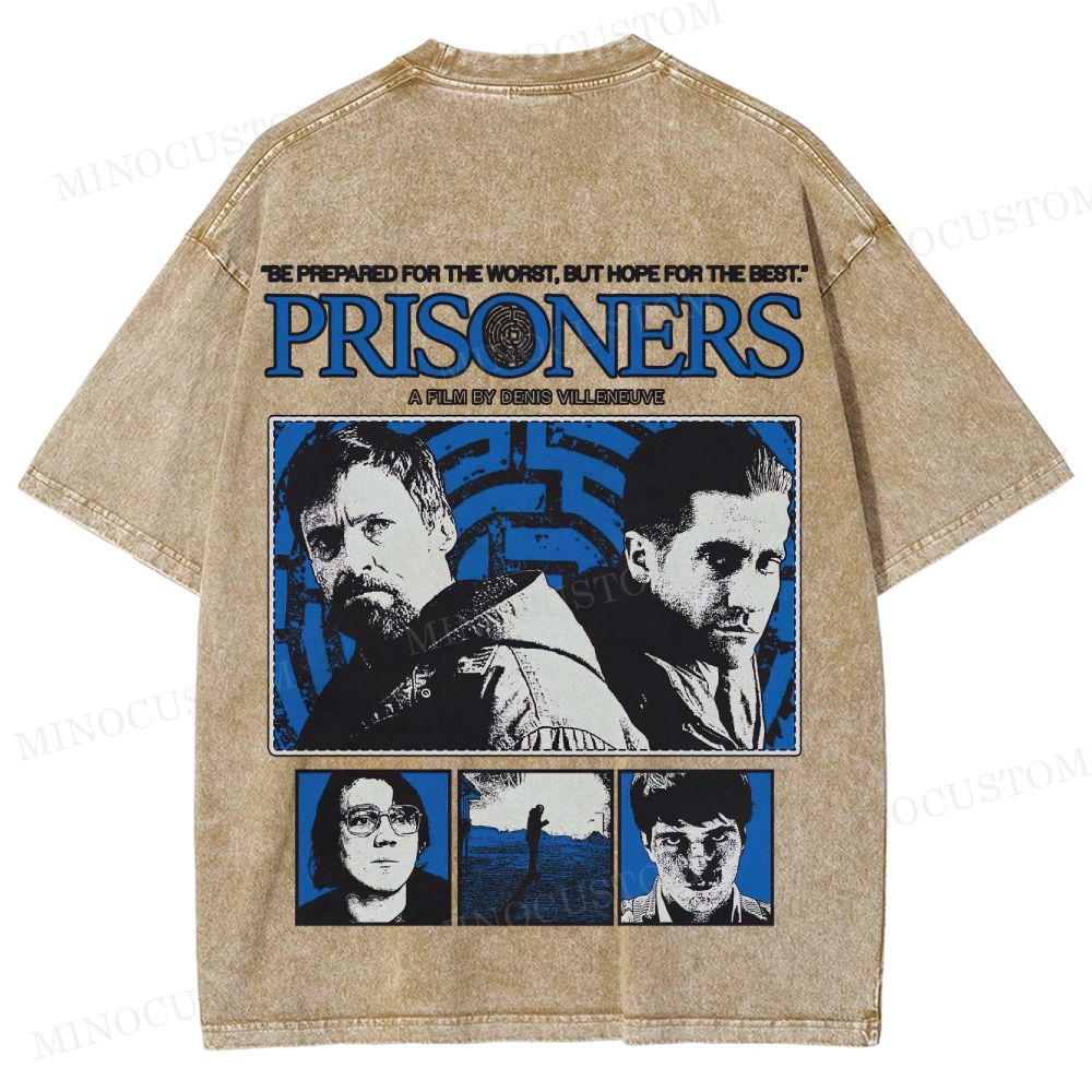 Prisoners Crime Thriller Retro Collage Graphic Washed T-Shirt 