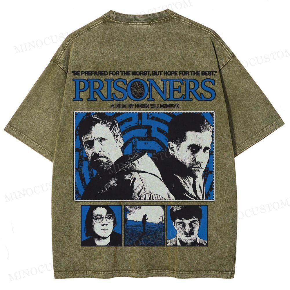 Prisoners Crime Thriller Retro Collage Graphic Washed T-Shirt 