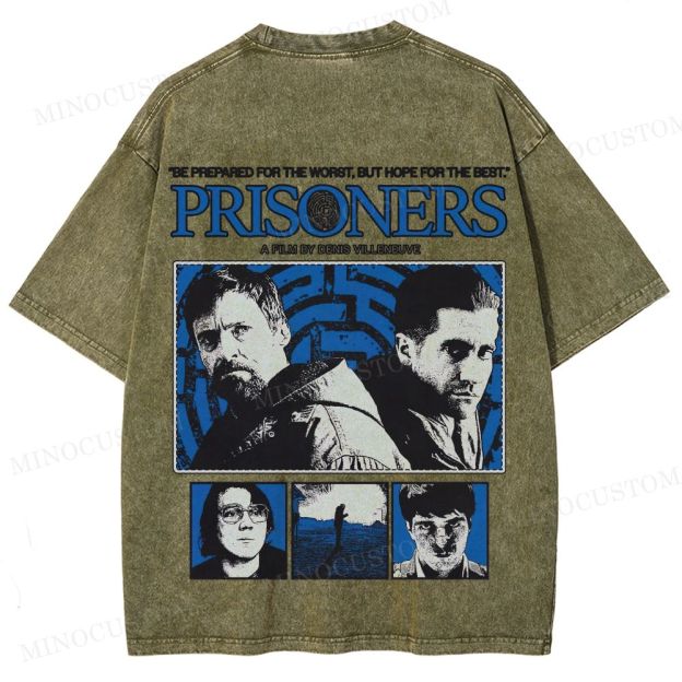 Prisoners Crime Thriller Retro Collage Graphic Washed T-Shirt 
