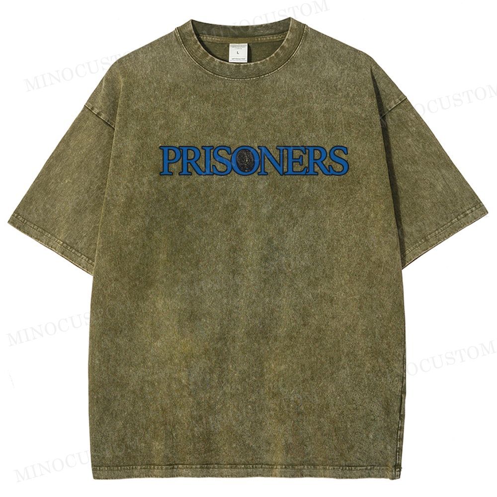 Prisoners Crime Thriller Retro Collage Graphic Washed T-Shirt 