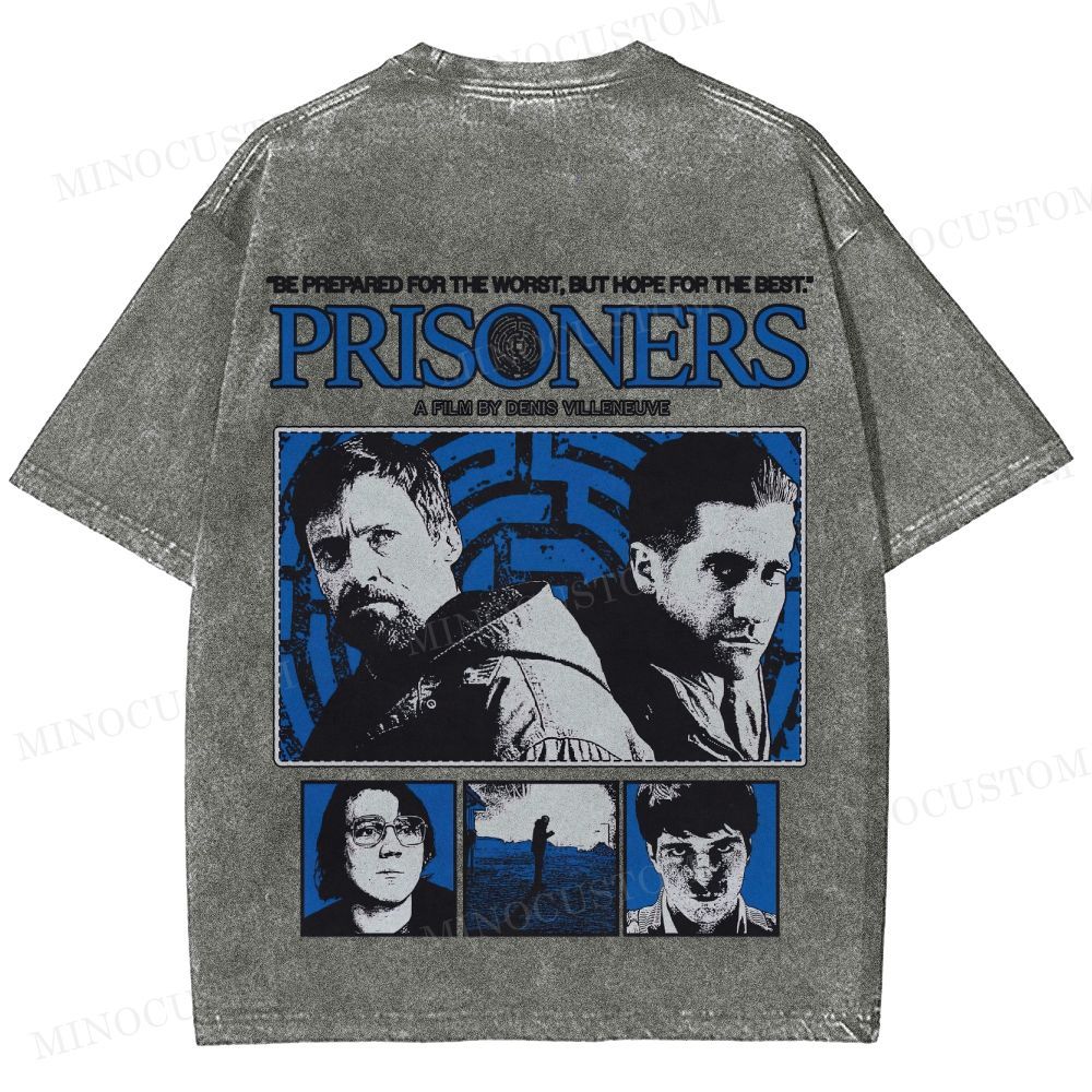 Prisoners Crime Thriller Retro Collage Graphic Washed T-Shirt 