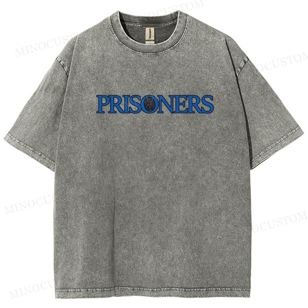 Prisoners Crime Thriller Retro Collage Graphic Washed T-Shirt 