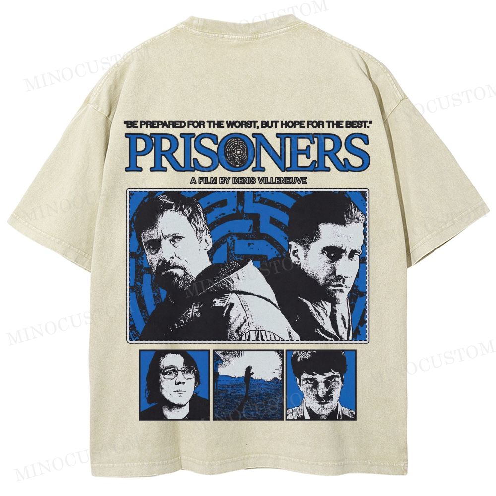 Prisoners Crime Thriller Retro Collage Graphic Washed T-Shirt 