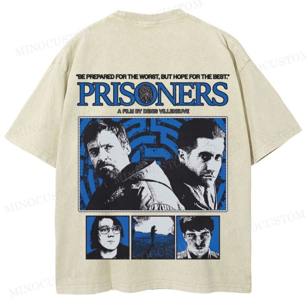 Prisoners Crime Thriller Retro Collage Graphic Washed T-Shirt 
