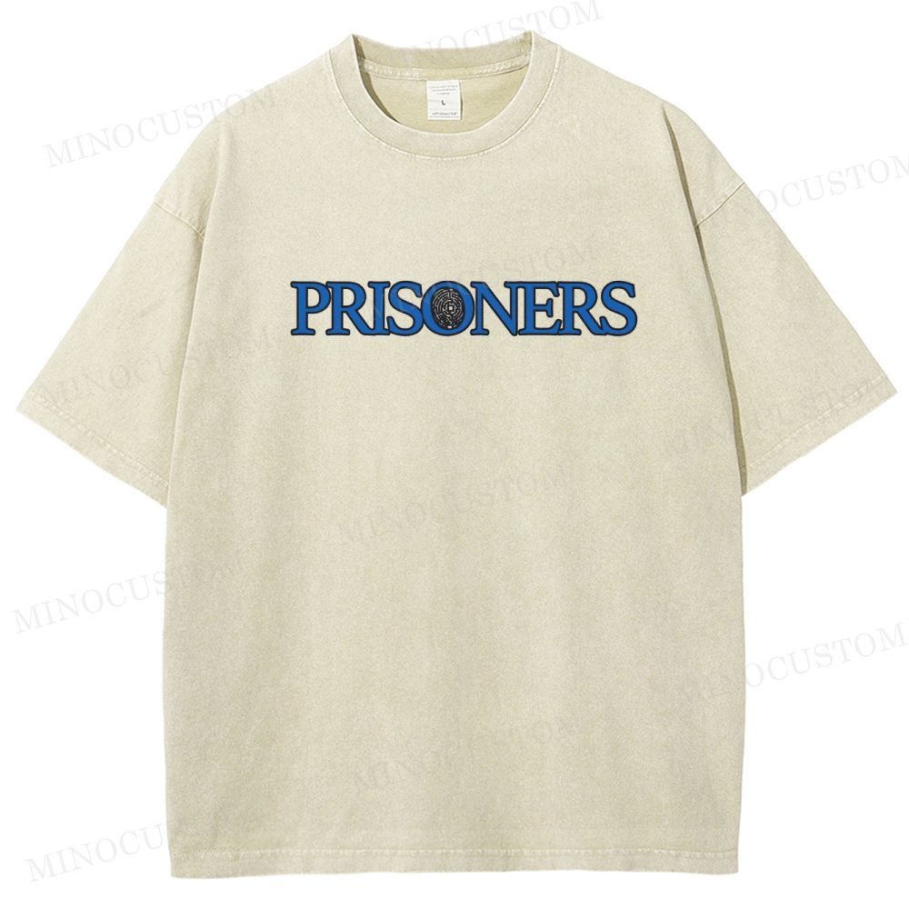 Prisoners Crime Thriller Retro Collage Graphic Washed T-Shirt 