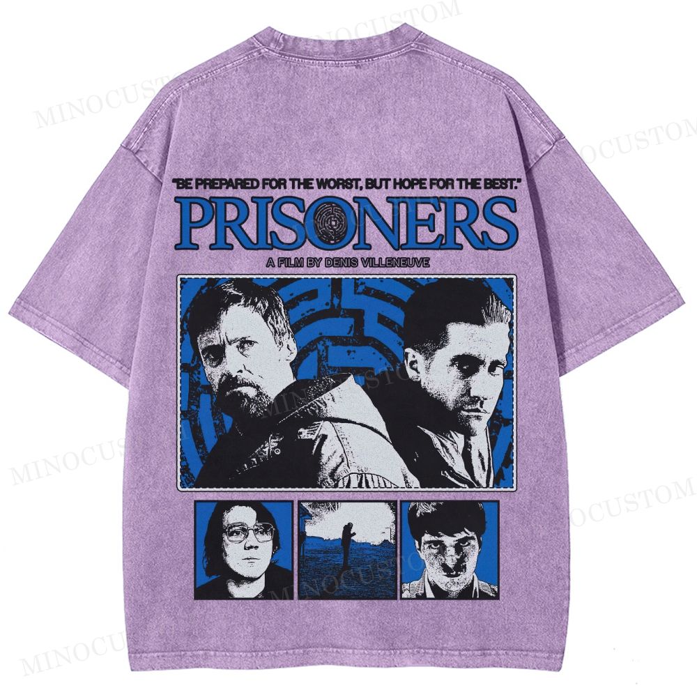 Prisoners Crime Thriller Retro Collage Graphic Washed T-Shirt 