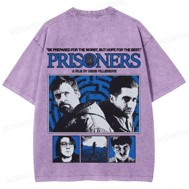 Prisoners Crime Thriller Retro Collage Graphic Washed T-Shirt 