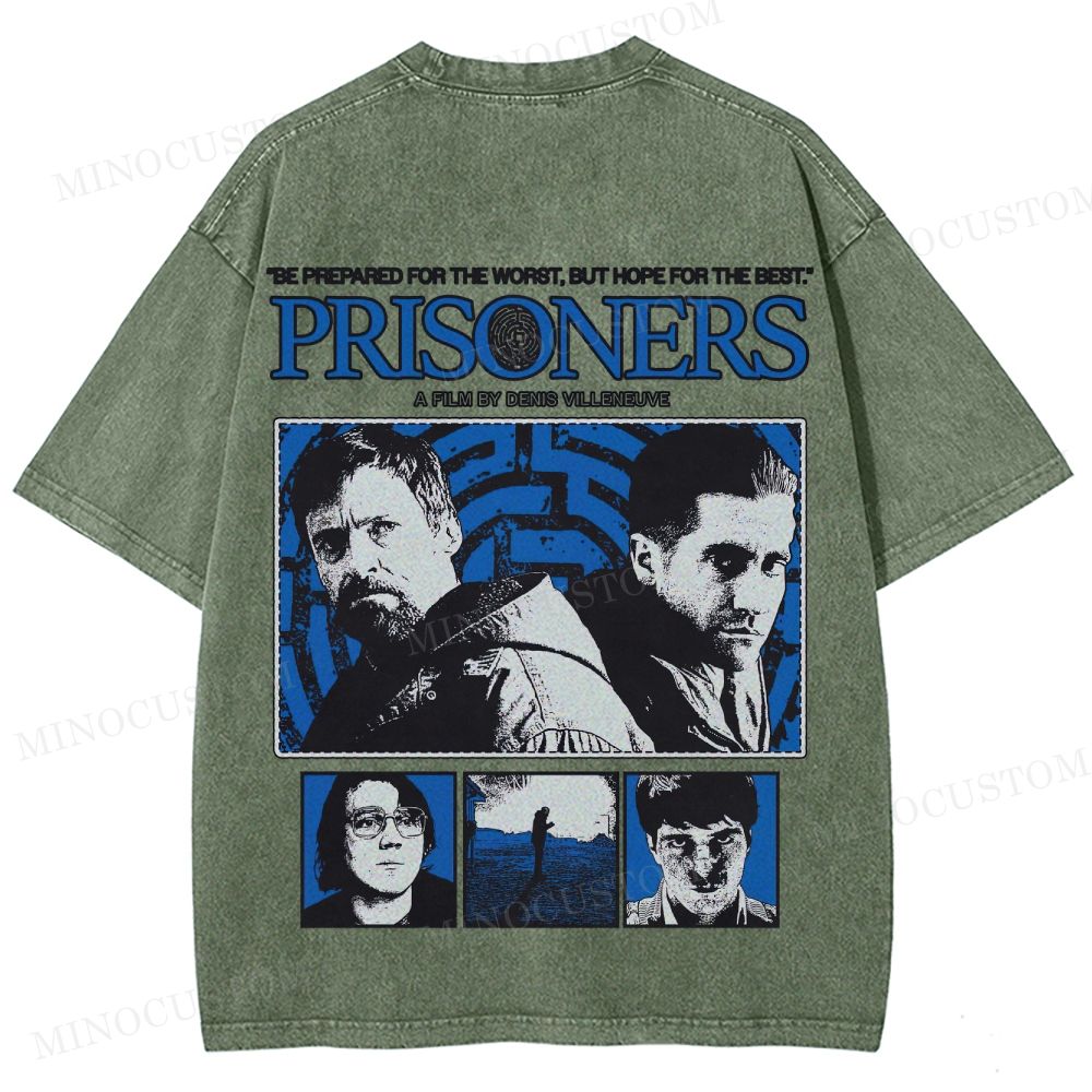 Prisoners Crime Thriller Retro Collage Graphic Washed T-Shirt 