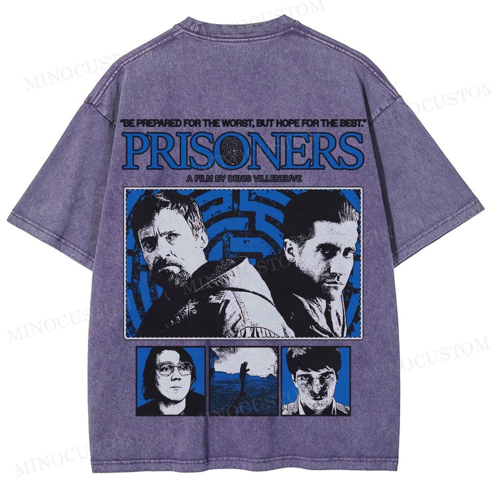 Prisoners Crime Thriller Retro Collage Graphic Washed T-Shirt 